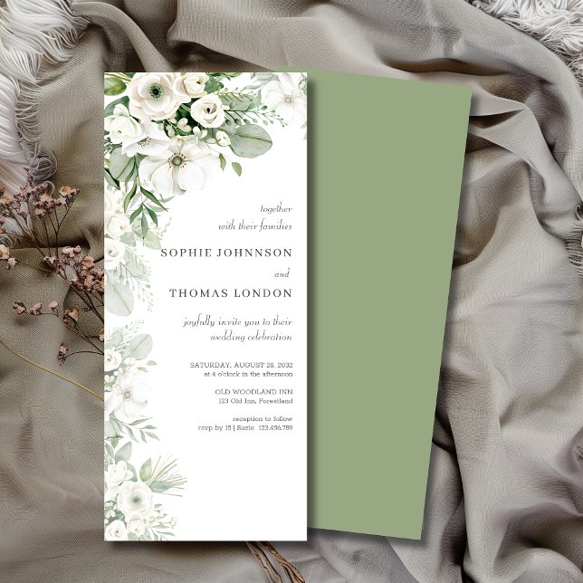 Invitación Rosa floral verde turbio boda acuarela (Subido por el creador)