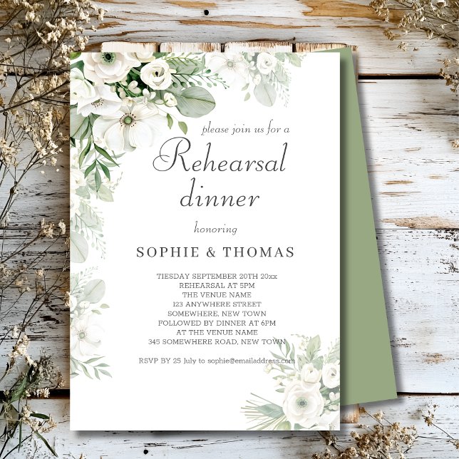 Invitación Rosa floral verde turbio boda ensayo dinar (Subido por el creador)