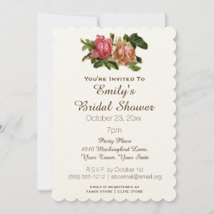 Invitación Rosa Floral Vintage Sencillo y Elegante Ducha Brid