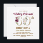 Invitación Rosa Floral W 60th Birthday Party Invitation<br><div class="desc">Organizar la celebración perfecta de los 60 años con este elegante diseño rosa de monograma W floral que aparece en el reverso para los nombres de los chicas de cumpleaños,  empezando por la letra W. En la invitación se utilizan elegantes números florales para acentuar la edad de celebración.</div>
