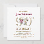 Invitación Rosa Floral Z 90th Birthday Party Invitation<br><div class="desc">Organizar la celebración perfecta de los 90 años con este elegante diseño rosa de monograma Z floral presentado en el reverso de los nombres de los chicas de cumpleaños empezando por la letra Z. Se utilizan elegantes números florales en la invitación para acentuar la era de celebración.</div>