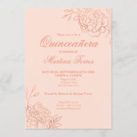 Rosa Flores Contorno de Oro Rosa Quinceañera