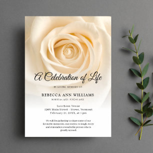 Invitación Rosa Flores Florales Celebración del funeral de la