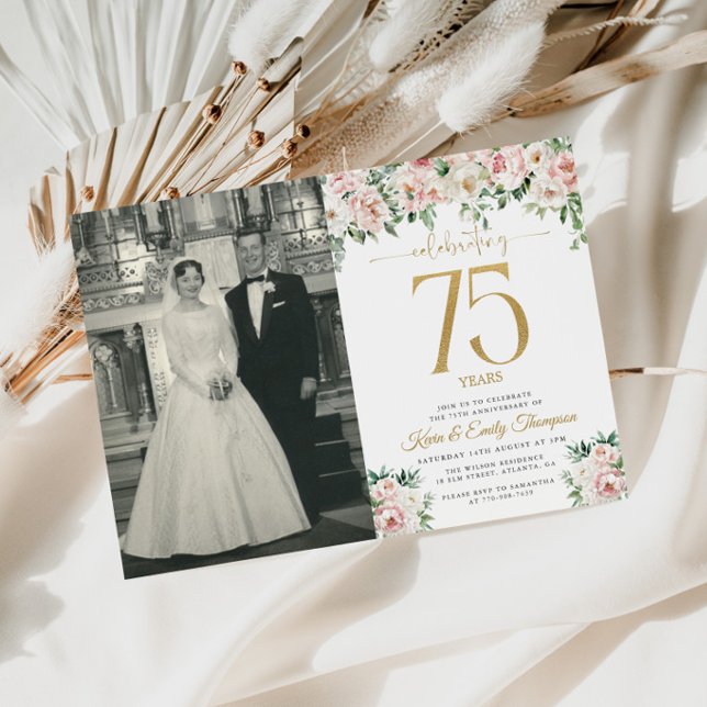 Invitación Rosa Flores Rubor 75º Aniversario (Subido por el creador)