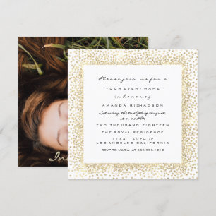 Invitación Rosa fotográfico ducha de novia marco de confetti