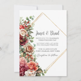 Invitación Rosa fotográfico Eucalyptus Floral Boda de código 