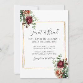 Invitación Rosa fotográfico Eucalyptus Floral Boda de código 