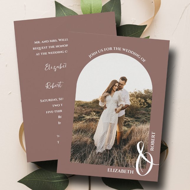 Invitación Rosa fotográfico romántico Taupe Boda (Subido por el creador)