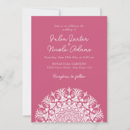 Invitación Rosa Frambuesa Rosa Abstracto Mandala Boda