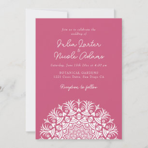 Invitación Rosa Frambuesa Rosa Abstracto Mandala Boda