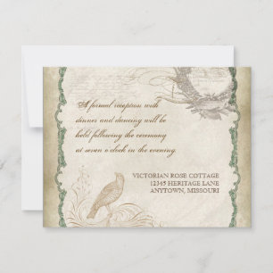 Invitación Rosa francés Ama pájaros Vintage Lace - Apple Gree