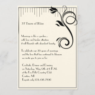 Invitación Rosa francés de crema negra en aniversario