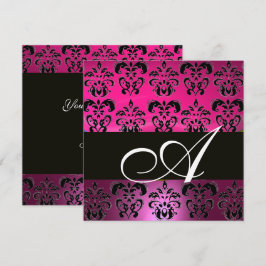 Invitación ROSA, FUCsia NEGRO, PÚRPURA DAMASCO BLANCO MONOGRA