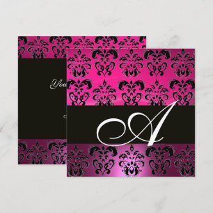 Invitación ROSA, FUCsia NEGRO, PÚRPURA DAMASCO BLANCO MONOGRA