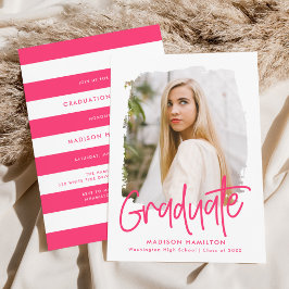 Invitación Rosa fuerte | Partido de Graduación de Fotografías