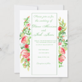 Invitación Rosa Garden Watercolor Rose Bouquet