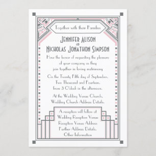 Invitación Rosa Gatsby Boda Art Deco