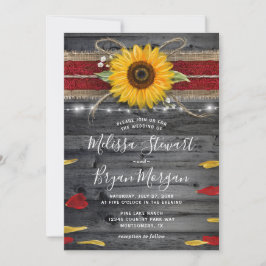 Invitación Rosa Girasol Borgoña Encaje Rústico Madera Boda
