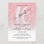 Invitación Rosa Girly Purpurina Blanco Oro Ombre Sweet 16<br><div class="desc">Esta dulce y dulce moda de dieciséis años es perfecta para el día especial de tu hija adolescente. Cuenta con un purpurina blanco fino y fino impreso, "16", encima de un oro rosa brillante y bonito, rosa rubor y un fondo oscuro de purpurina blanco falso. Es sencillo, único, moderno, bonito...</div>