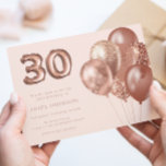 Invitación Rosa Globos de Oro 30 Fiesta de cumpleaños<br><div class="desc">Rosa Globos de Oro Invitación a la fiesta de cumpleaños 30 Ver colección coincidente en la tienda Nest y Niche</div>