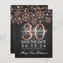 Rosa Gold Black 30th Birthday Save Date Winter
