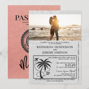 Invitación Rosa Gold Boda de Pasaportes de México