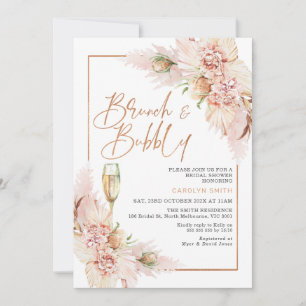 Invitación Rosa Gold Boho Dry Floral Bridal Shower