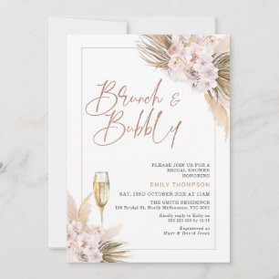 Invitación Rosa Gold Boho Dry Floral Pampas Bridal Shower