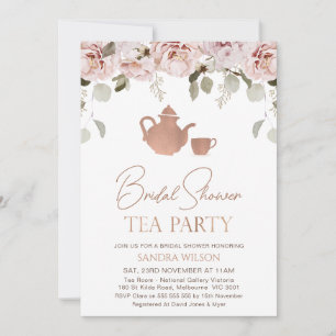 Invitación Rosa Gold Boho Floral Tea Fiesta Bridal Shower