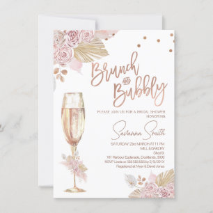 Invitación Rosa Gold Brunch Bubbly Boho Rosa Bridal Shower