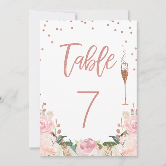 Invitación Rosa Gold Brunch Bubbly Bridal Shower número de me (Anverso)