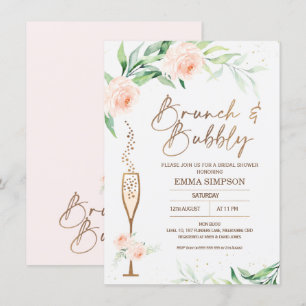 Invitación Rosa Gold Calligraphy Floral Bridal Shower