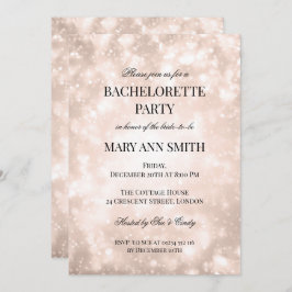 Invitación Rosa Gold Champagne Bokeh Bachelorette Party