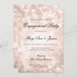 Invitación Rosa Gold Champagne Bokeh Elegant Engagement Party