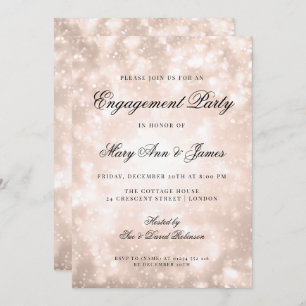 Invitación Rosa Gold Champagne Bokeh Elegant Engagement Party