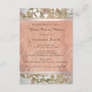 Invitación Rosa Gold Copper Silver Floral Bridal 16th Green