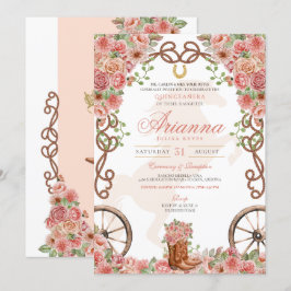 Invitación Rosa Gold Country Western Charro Ranch Quinceanera