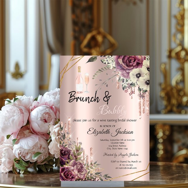 Invitación Rosa Gold Dris Floral Bridal Shower (Subido por el creador)