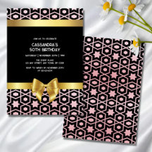 Rosa Gold Egypt Geometric Gold Bow Black Birday