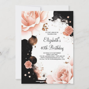Invitación Rosa Gold Elegant Girly Digital 40 cumpleaños
