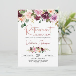 Invitación Rosa Gold Elegant Script Surprise Retirement Fiest