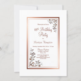 Invitación Rosa Gold Floral Border 18th Birthday Party
