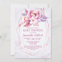 Rosa Gold Floral Pink Purple Baby Girl Baby Shower