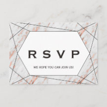 Rosa Gold Geometric Marble Menu Choice RSVP