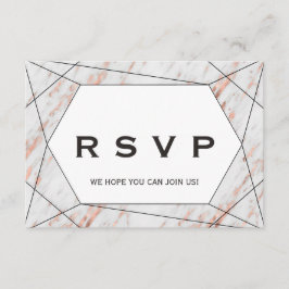Invitación Rosa Gold Geometric Marble Menu Choice RSVP