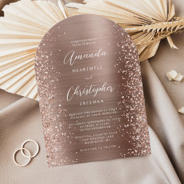 Invitación Rosa Gold Glam Cepillado Purpurina Boda de Arco Me