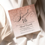 Invitación Rosa Gold Glam Purpurina Sweet 16 Squar<br><div class="desc">Esta hermosa invitación presenta un falso purpurina oscuro y su texto personalizado. Utilice el formulario de plantilla para agregar su información. Cambie el tipo de letra o agregue más texto mediante la función Personalizar.</div>