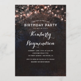 Invitación Rosa Gold ilumina el cumpleaños nocturno ruso