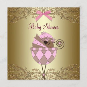 Invitación Rosa Gold Lace Baby Shower
