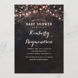 Invitación Rosa Gold Lights Twinkle Night Baby Shower
